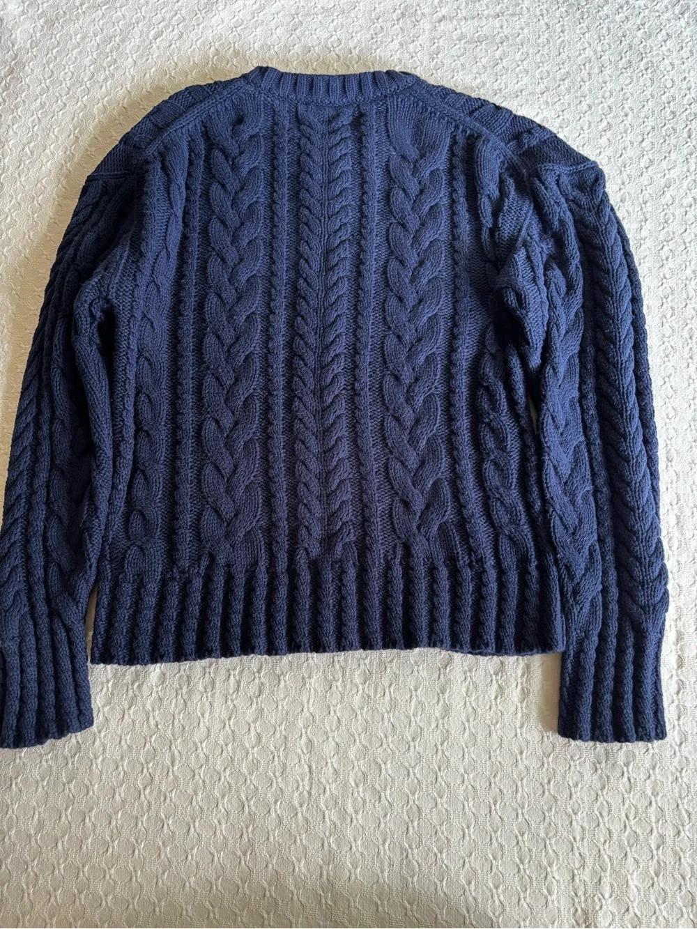 J. Crew Men's Deep Navy Cable Crewneck Sweater Cotton